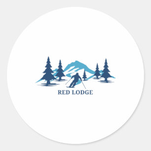 Red Lodge Montana Skigebiet Skifahren Skifahrer _1 Runder Aufkleber