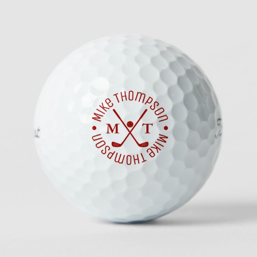 RED-Logo-Monogramm für Golfer | Ball mit seinem Na (Vorderseite)