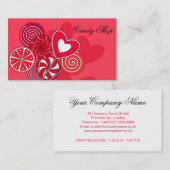 Red Lollipop Candy Shop Bakery Business Card Visitenkarte (Vorne/Hinten)