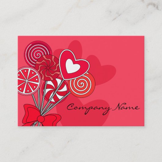 Red Lollipop Candy Shop Bakery Business Card Visitenkarte (Vorderseite)