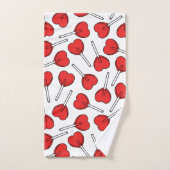 Red Lollipops, Heart Lollipops, Lollipop Pattern Badhandtuch Set (Handtuch)