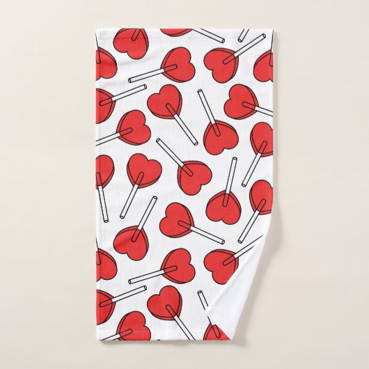 Red Lollipops, Heart Lollipops, Lollipop Pattern Badhandtuch Set (Handtuch)