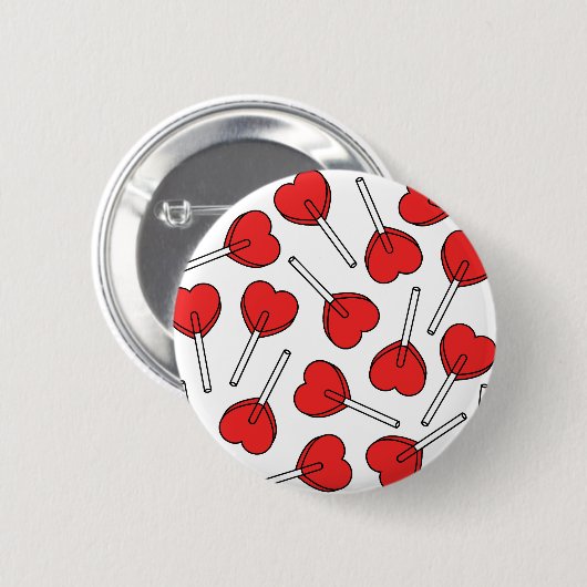 Red Lollipops, Heart Lollipops, Lollipop Pattern Button (Vorne & Hinten)