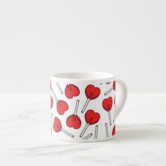 Red Lollipops, Heart Lollipops, Lollipop Pattern Espressotasse (Vorderseite Rechts)