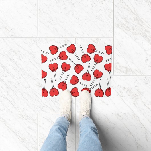 Red Lollipops, Heart Lollipops, Lollipop Pattern Fußmatte (Indoor)
