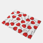 Red Lollipops, Heart Lollipops, Lollipop Pattern Fußmatte (Schrägansicht)