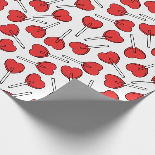 Red Lollipops, Heart Lollipops, Lollipop Pattern Geschenkpapier (Ecke)