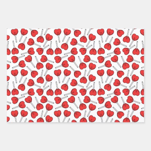 Red Lollipops, Heart Lollipops, Lollipop Pattern Geschenkpapier Set (Vorderseite 2)