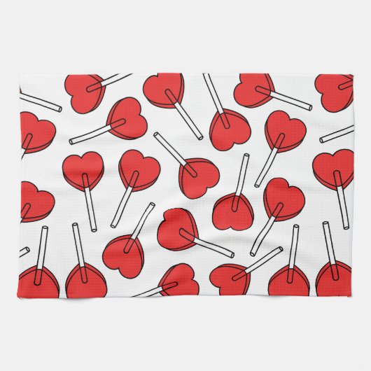 Red Lollipops, Heart Lollipops, Lollipop Pattern Geschirrtuch (Horizontal)