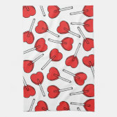 Red Lollipops, Heart Lollipops, Lollipop Pattern Geschirrtuch (Vertikal)
