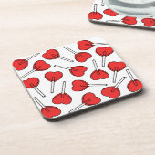 Red Lollipops, Heart Lollipops, Lollipop Pattern Getränkeuntersetzer (Linke Seite)