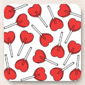 Red Lollipops, Heart Lollipops, Lollipop Pattern Getränkeuntersetzer (Vorderseite)