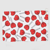 Red Lollipops, Heart Lollipops, Lollipop Pattern Golfhandtuch (Horizontal)