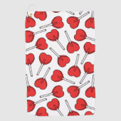 Red Lollipops, Heart Lollipops, Lollipop Pattern Golfhandtuch (Vorderseite)