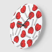 Red Lollipops, Heart Lollipops, Lollipop Pattern Große Wanduhr (Winkel)