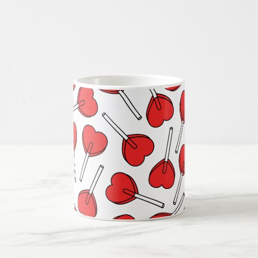 Red Lollipops, Heart Lollipops, Lollipop Pattern Kaffeetasse (Mittel)