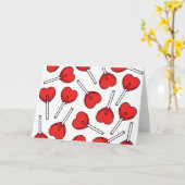 Red Lollipops, Heart Lollipops, Lollipop Pattern Karte (Gelbe Blume)