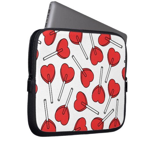 Red Lollipops, Heart Lollipops, Lollipop Pattern Laptopschutzhülle (Vorne Rechts)
