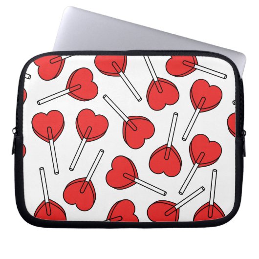 Red Lollipops, Heart Lollipops, Lollipop Pattern Laptopschutzhülle (Vorderseite)