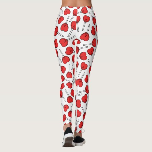 Red Lollipops, Heart Lollipops, Lollipop Pattern Leggings (Rückseite)