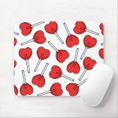 Red Lollipops, Heart Lollipops, Lollipop Pattern Mousepad (Mit Mouse)