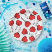 Red Lollipops, Heart Lollipops, Lollipop Pattern Pappteller (Party)