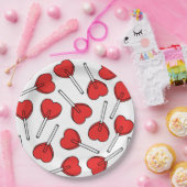 Red Lollipops, Heart Lollipops, Lollipop Pattern Pappteller (Party)