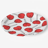 Red Lollipops, Heart Lollipops, Lollipop Pattern Pappteller (Schrägansicht)