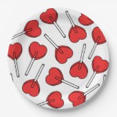 Red Lollipops, Heart Lollipops, Lollipop Pattern Pappteller (Vorderseite)