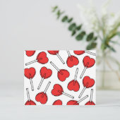 Red Lollipops, Heart Lollipops, Lollipop Pattern Postkarte (Stehend Vorderseite)