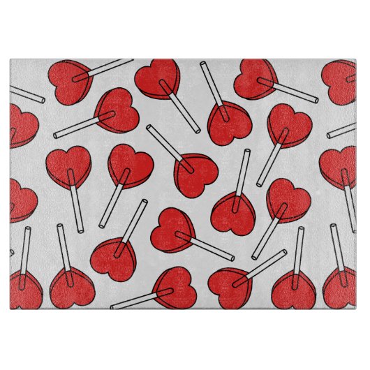 Red Lollipops, Heart Lollipops, Lollipop Pattern Schneidebrett (Vorderseite)