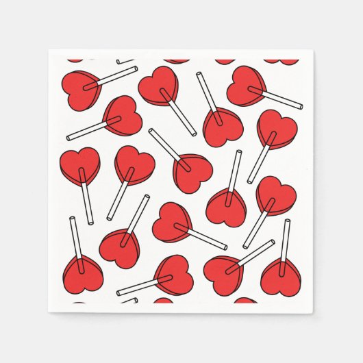 Red Lollipops, Heart Lollipops, Lollipop Pattern Serviette (Vorderseite)