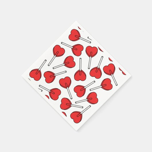 Red Lollipops, Heart Lollipops, Lollipop Pattern Serviette (Ecke)