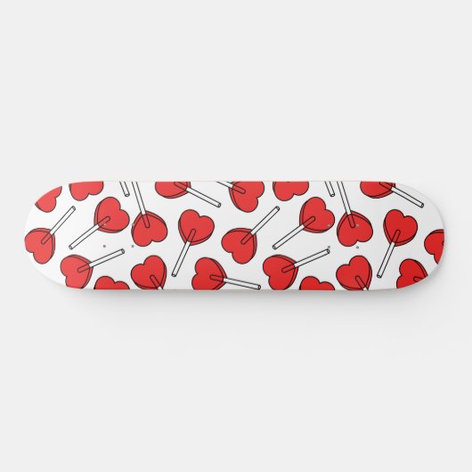 Red Lollipops, Heart Lollipops, Lollipop Pattern Skateboard (Horizontal)