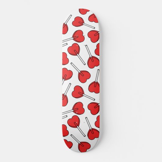 Red Lollipops, Heart Lollipops, Lollipop Pattern Skateboard (Vorderseite)
