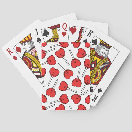 Red Lollipops, Heart Lollipops, Lollipop Pattern Spielkarten (Rückseite)