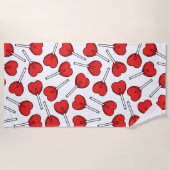 Red Lollipops, Heart Lollipops, Lollipop Pattern Strandtuch (Vorderseite)