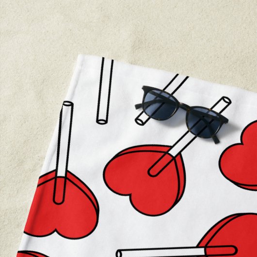 Red Lollipops, Heart Lollipops, Lollipop Pattern Strandtuch (Beispiel)