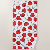 Red Lollipops, Heart Lollipops, Lollipop Pattern Strandtuch (Vorderseite)