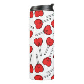 Red Lollipops, Heart Lollipops, Lollipop Pattern Thermosbecher (Nach links gedreht)