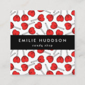 Red Lollipops, Heart Lollipops, Lolly, Candy Shop Quadratische Visitenkarte (Vorderseite)