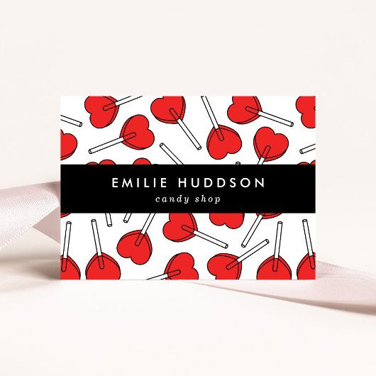 Red Lollipops, Heart Lollipops, Lolly, Candy Shop Visitenkarte