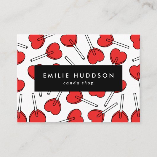 Red Lollipops, Heart Lollipops, Lolly, Candy Shop Visitenkarte (Vorderseite)