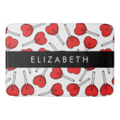 Red Lollipops, Heart Lollipops, Lolly, Your Name Badematte (Vorderseite)