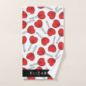 Red Lollipops, Heart Lollipops, Lolly, Your Name Badhandtuch Set (Handtuch)