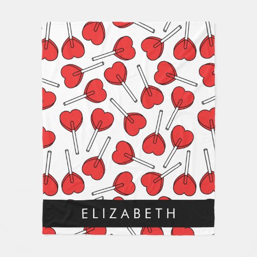 Red Lollipops, Heart Lollipops, Lolly, Your Name Fleecedecke (Vorderseite)