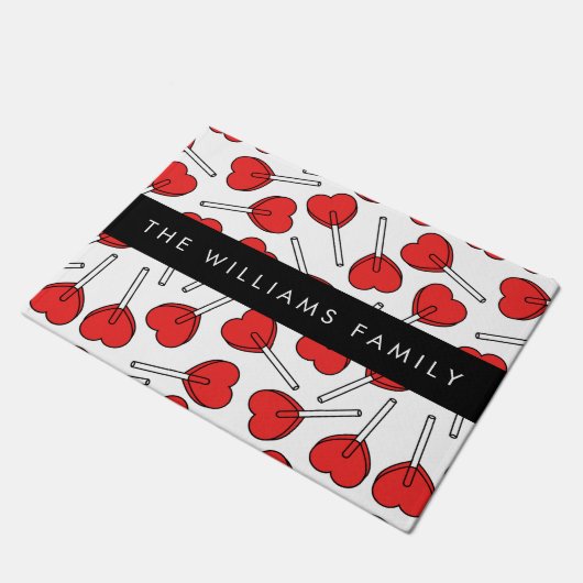 Red Lollipops, Heart Lollipops, Lolly, Your Name Fußmatte (Schrägansicht)