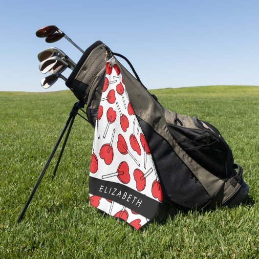Red Lollipops, Heart Lollipops, Lolly, Your Name Golfhandtuch (Gras)