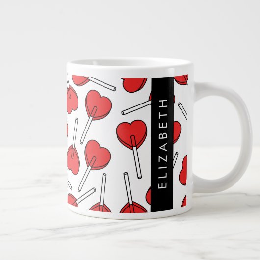 Red Lollipops, Heart Lollipops, Lolly, Your Name Jumbo-Tasse (Rechts)