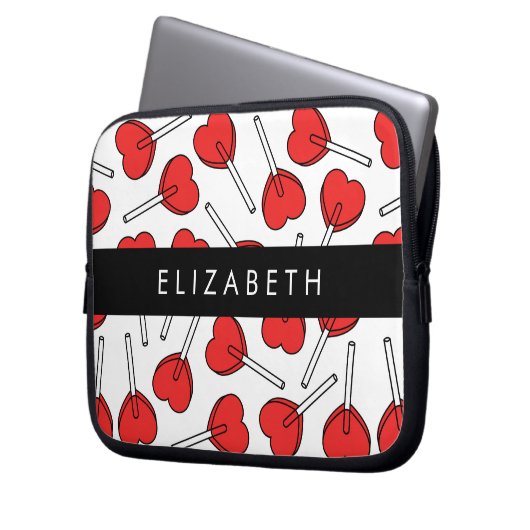 Red Lollipops, Heart Lollipops, Lolly, Your Name Laptopschutzhülle (Vorderseite Links)